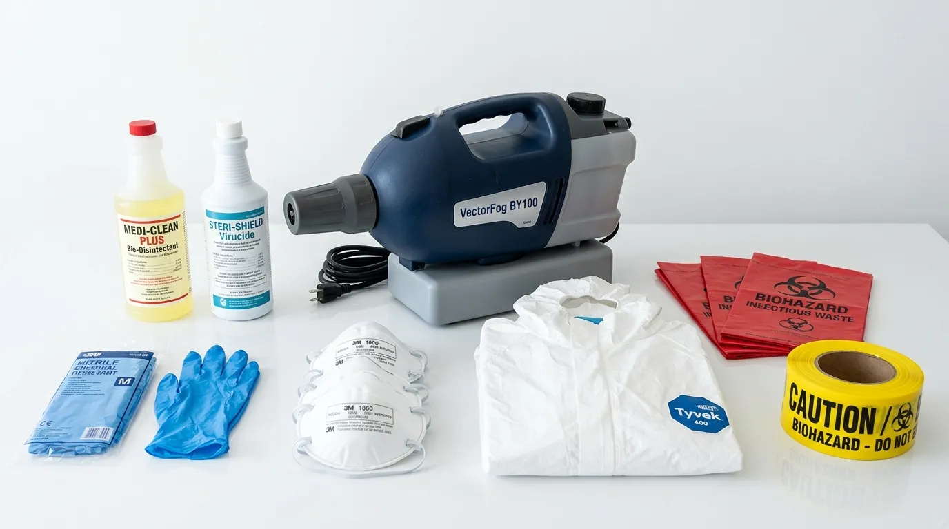 Professional biohazard remediation crew working in Ryers